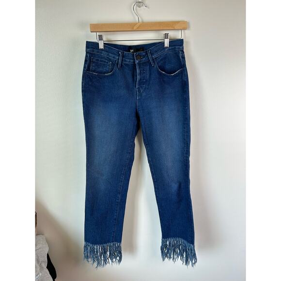 3X1 NYC Blue Lima Fringe Straight Cropped Jeans size‎ 26 - Picture 4 of 7